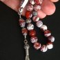 GREEK KOMBOLOI FIRE CRACKLED AGATE & STERLING