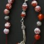 GREEK KOMBOLOI FIRE CRACKLED AGATE & STERLING