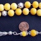 GREEK KOMBOLOI ROUND YEMENI AMBER STERLING WORRY BEADS