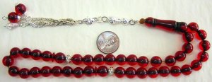 WORRY PRAYER BEADS ROUND TRANSPARENT RED