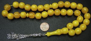 PRAYER BEADS SUBHA KOMBOLOI YELLOW  AMBER RESIN