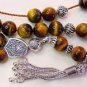 TIGER EYE STERLING GREEK KOMBOLOI WORRY BEADS