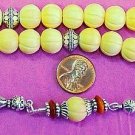GREEK KOMBOLOI STERLING AND ANTIQUE BONE WORRY BEADS