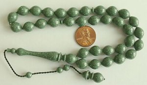PRAYER BEADS ISLAM MARBLED GREEN GALALITH-Tesbihci