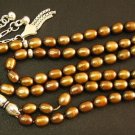 ISLAMIC PRAYER BEADS 99 GOLDEN COLOR PEARLS & STERLING