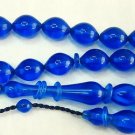 PRAYER BEADS BLUE TURKISH AMBER - SUPERIOR CARVING