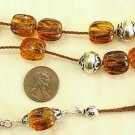 GREEK KOMBOLOI VINTAGE CARVED AMBER  BEADS RRR