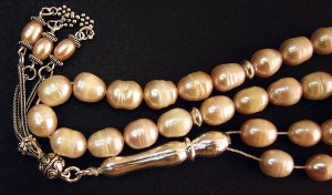 PRAYER BEADS KOMBOLOI SUBHA LIGHT MAUVE PEARLS STERLING