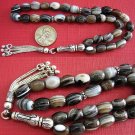 PRAYER BEADS TASBIH KOMBOLOI BOSTWANA AGATE & STERLING