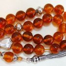 GREEK KOMBOLOI HONEY AMBER ROUND BEADS & STERLING