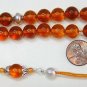 GREEK KOMBOLOI HONEY AMBER ROUND BEADS & STERLING