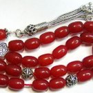 GREEK KOMBOLOI WORRY BEADS RED RUBILITE AND  STERLING