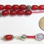GREEK KOMBOLOI WORRY BEADS RED RUBILITE AND STERLING