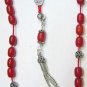 GREEK KOMBOLOI WORRY BEADS RED RUBILITE AND STERLING