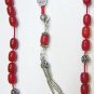 GREEK KOMBOLOI WORRY BEADS RED RUBILITE AND STERLING