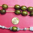 GREEK KOMBOLOI RARE GREEN AMBER AND  STERLING