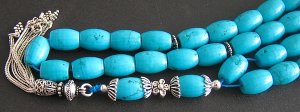 PRAYER BEADS KOMBOLOI SQUARE BARREL TURQUOISE STERLING