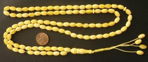 ISLAMIC PRAYER BEADS 99 B. GENUINE YELLOW AMBER + M.O.P