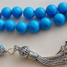 GREEK KOMBOLOI STERLING AND TURQUOISE WORRY BEADS