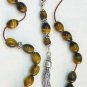 GREEK KOMBOLOI WORRY BEADS OVAL TIGER EYE & STERLING