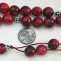 GREEK KOMBOLOI RED BURI BEADS & STERLING