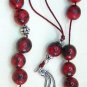 GREEK KOMBOLOI RED BURI BEADS & STERLING