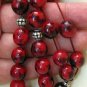 GREEK KOMBOLOI RED BURI BEADS & STERLING
