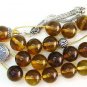 GREEK KOMBOLOI COGNAC AMBER ROUND BEADS & STERLING