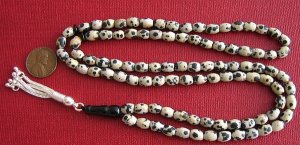 ISLAMIC PRAYER BEADS 99 DALMATIAN JASPER & STERLING