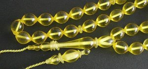 PRAYER BEADS GOLD TURKISH AMBER - SUPERIOR CARVING