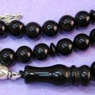 PRAYER  BEADS TASBIH KOMBOLOI BLACK AGATE AND STERLING