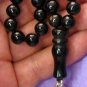PRAYER BEADS TASBIH KOMBOLOI BLACK AGATE AND STERLING