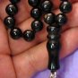 PRAYER BEADS TASBIH KOMBOLOI BLACK AGATE AND STERLING