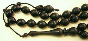 PRAYER BEADS TASBIH SUBHA  KOMBOLOI EBONY 33 OVAL