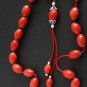 GREEK KOMBOLOI RED MARBLE & STERLING