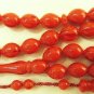 PRAYER BEADS TOMATO RESIN OTTOMAN CARVE 33 BEADS