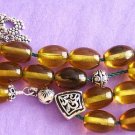 GREEK KOMBOLOI GOLDEN AMBER OVAL BEADS & STERLING