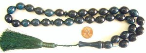 PRAYER BEADS GREEN BLACK MARBLING 33 OLIVE  FATURAN