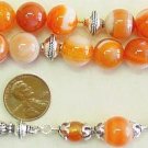 GREEK KOMBOLOI WORRY BEADS ORANGE BANDED AGATE STERLING