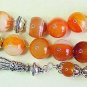 GREEK KOMBOLOI WORRY BEADS ORANGE BANDED AGATE STERLING