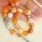 GREEK KOMBOLOI WORRY BEADS ORANGE BANDED AGATE STERLING