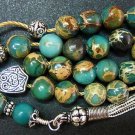 GREEK KOMBOLOI WORRY BEADS VARISCITE & STERLING