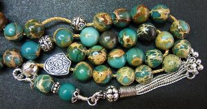 GREEK KOMBOLOI WORRY BEADS VARISCITE & STERLING