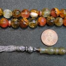 PRAYER BEADS KOMBOLOI CARVED VOLCANO QUARTZ & STERLING