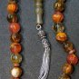 PRAYER BEADS KOMBOLOI CARVED VOLCANO QUARTZ & STERLING