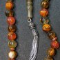 PRAYER BEADS KOMBOLOI CARVED VOLCANO QUARTZ & STERLING