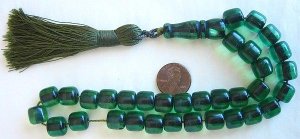 ISLAMIC PRAYER WORRY BEADS TRANSPARENT GREEN SANDALOUS