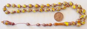 Islamic Prayer Beads KUKA STERLING STUD AND AMBER INLAY