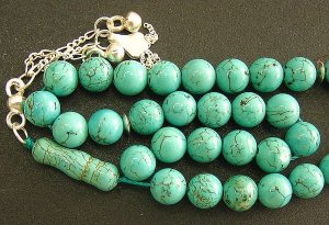 PRAYER BEADS TASBIH SUBHA MATRIX TURQUOISE & STERLING