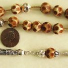 GREEK KOMBOLOI STERLING & OLD CARVED CAMEL BONE -YEMENI